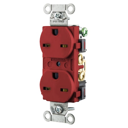 Hubbell Wiring Device-Kellems Duplex Straight Blade Receptacle, 6-15R, 15 A, 250V AC, 2 Pole, 3 Wire, Flush Mount, Grounded 5662R